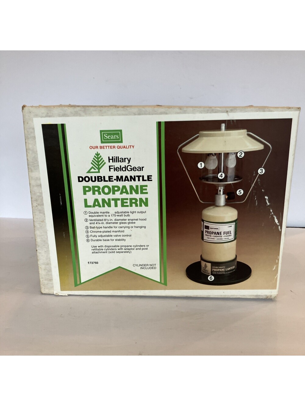 VINTAGE 60's/70's SEARS HILLARY FIELD GEAR DOUBLE MANTLE PROPANE LANTERN NEW